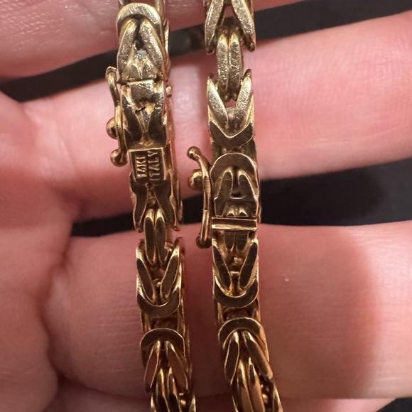14k Solid Gold Byzantine Gold 26inch Chain Or 2 Pieces Bracelet With Necklace - Picture 5 of 6